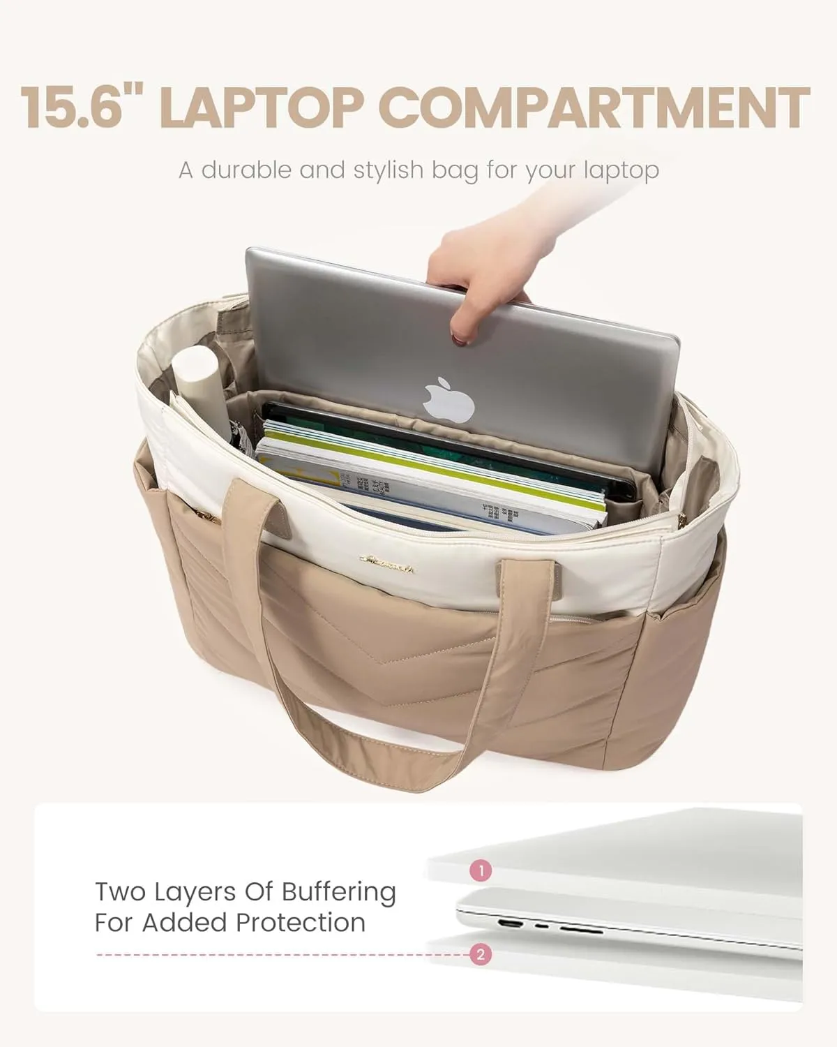 LOVEVOOK Tote Travel Bag for Women, Puffer Work Handbag with Zipper for Teacher Nurse, Quilted Laptop Shoulder Gym Bag Cute