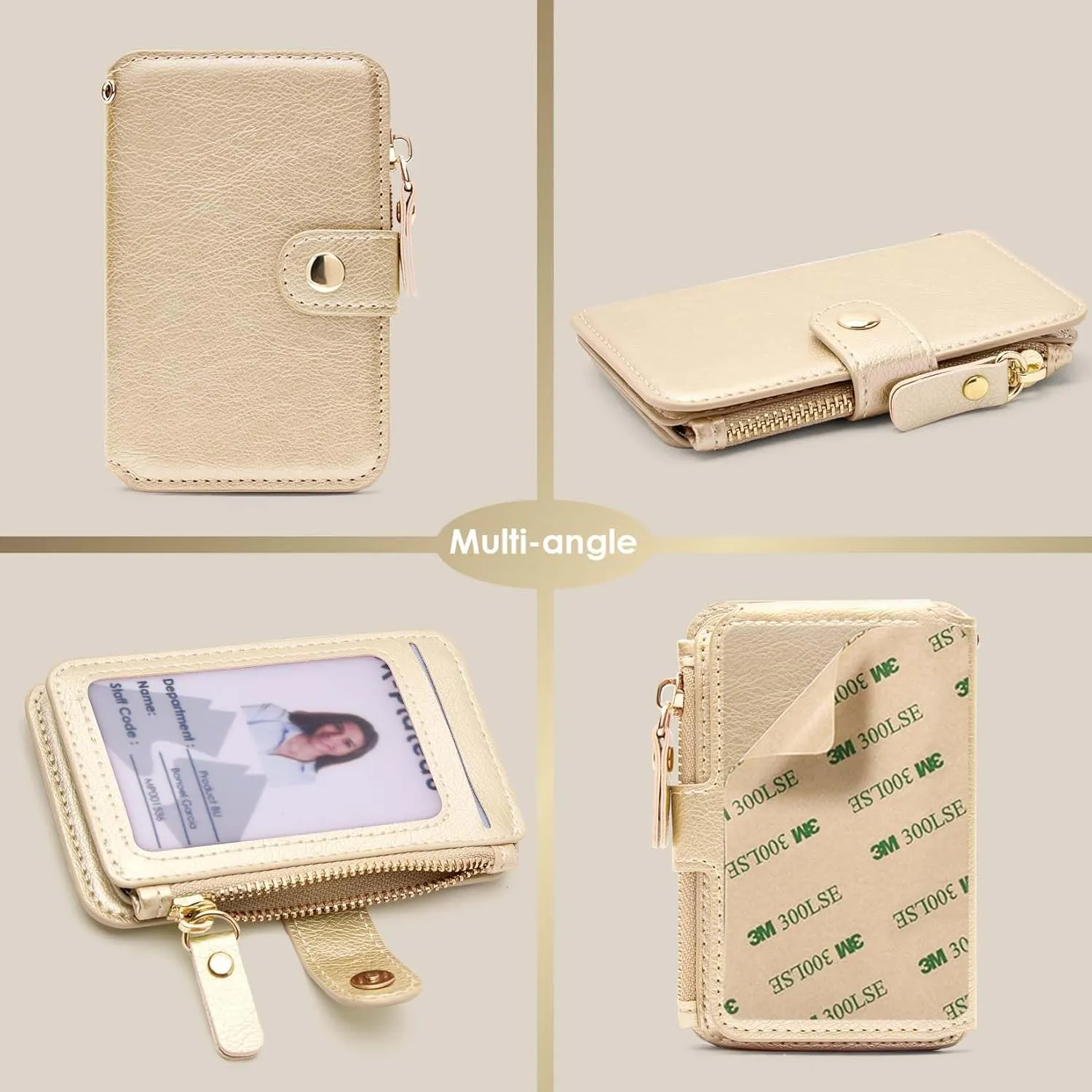 M-Plateau Small Wallet for Women, Phone Wallet with Zipper Coin Purse Credit Card Holder for Women Designed for iPhone 14 Plus Case (Gold)