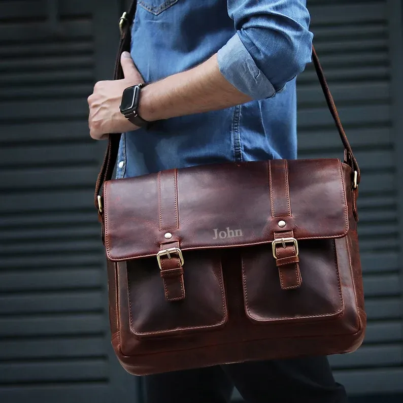 Mens Leather Messenger Bag
