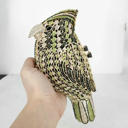 Mini Cute Woodpecker Bird Crystal Clutch Evening Bags Party Dinner Purse