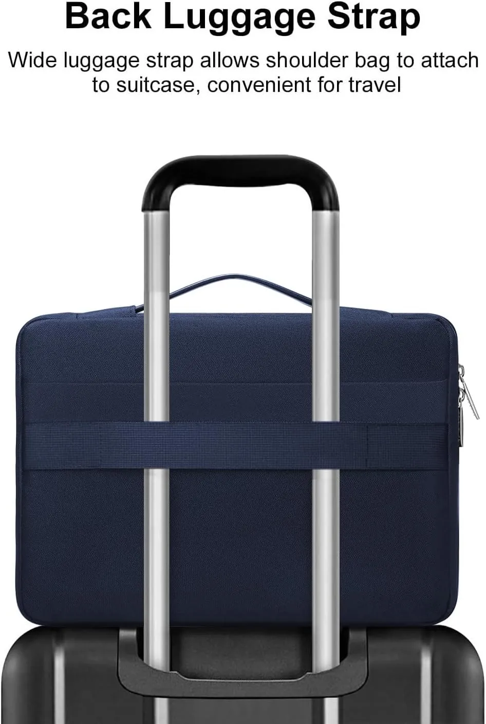 MOSISO 360 Protective Laptop Sleeve Compatible with MacBook Air 15 inch M3 M2 2024 2023/Pro 15 A1990 A1707, HP Stream 14 inch,Dell XPS 15, Side Open Bag with 2 Raised&1 Flapover Pockets, Navy Blue