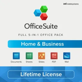 OfficeSuite Home & Business - Lifetime License - Documents, Sheets, Slides, PDF, Mail & Calendar for Windows | 1 PC | Physical Activation Card