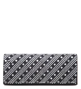 Party Sparkle Black Diamante Satin Clutch Bag