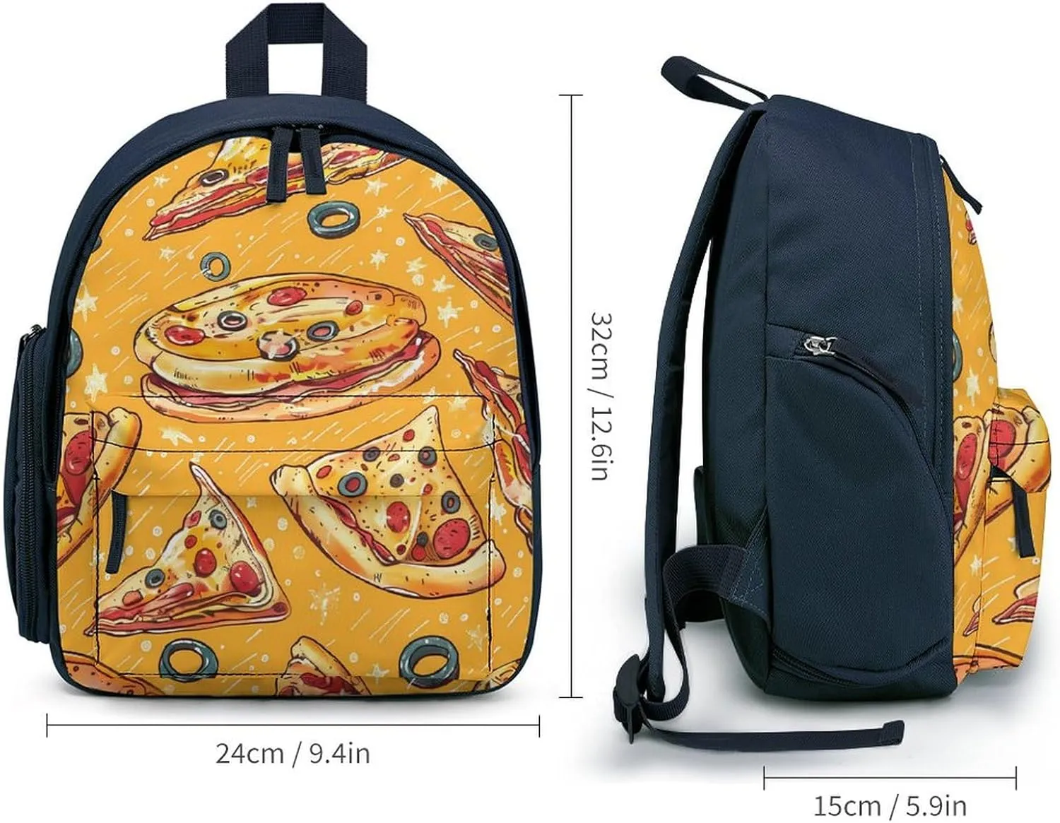 Pizza Cute Backpack Daily Casual Daypack Travel Mini Bag with Adjustable Strap Blue-style-13