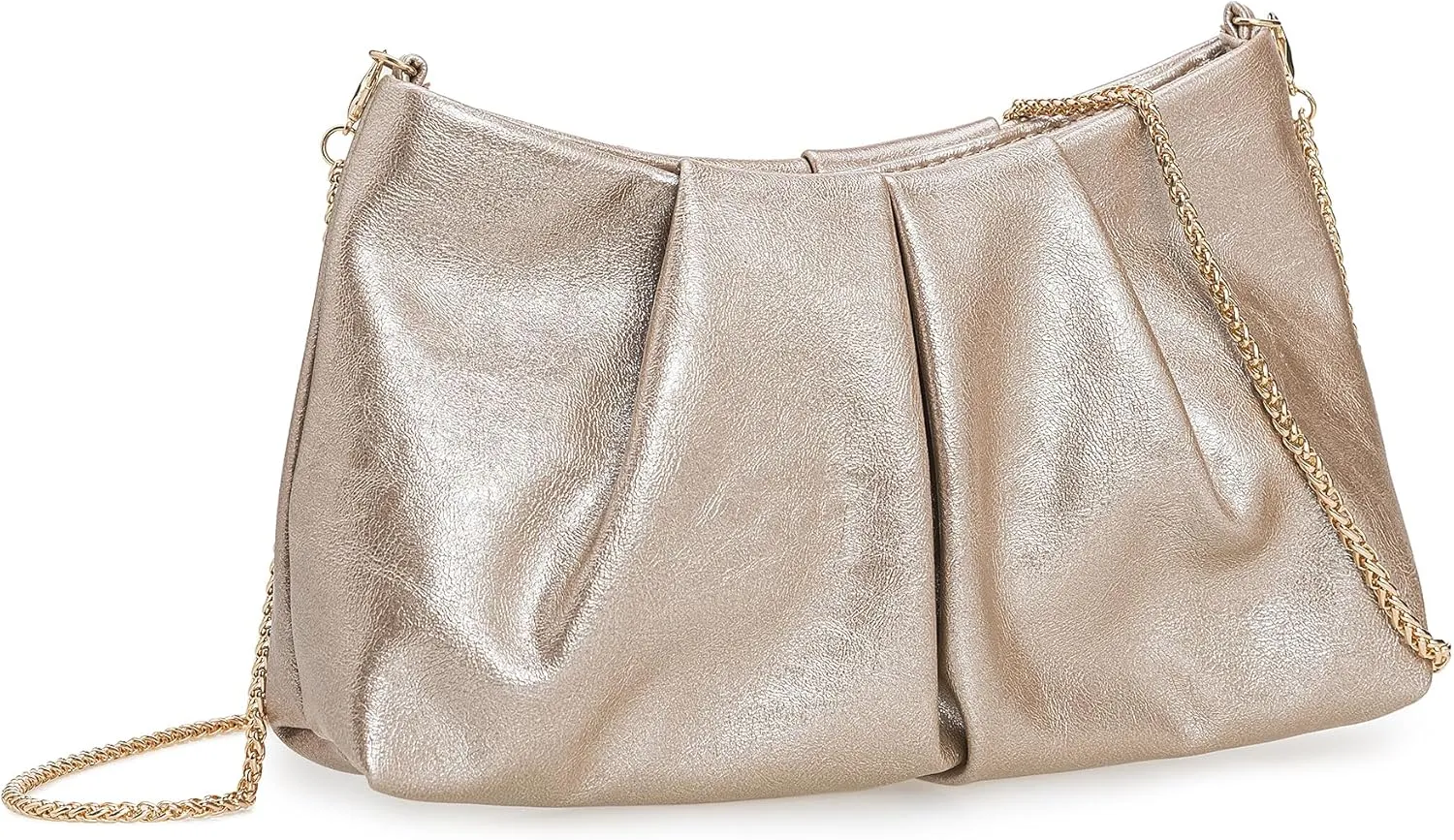 Pleated PU Clutch Evening Purse for Women Dressy Formal Faux Leather Shoulder Handbag