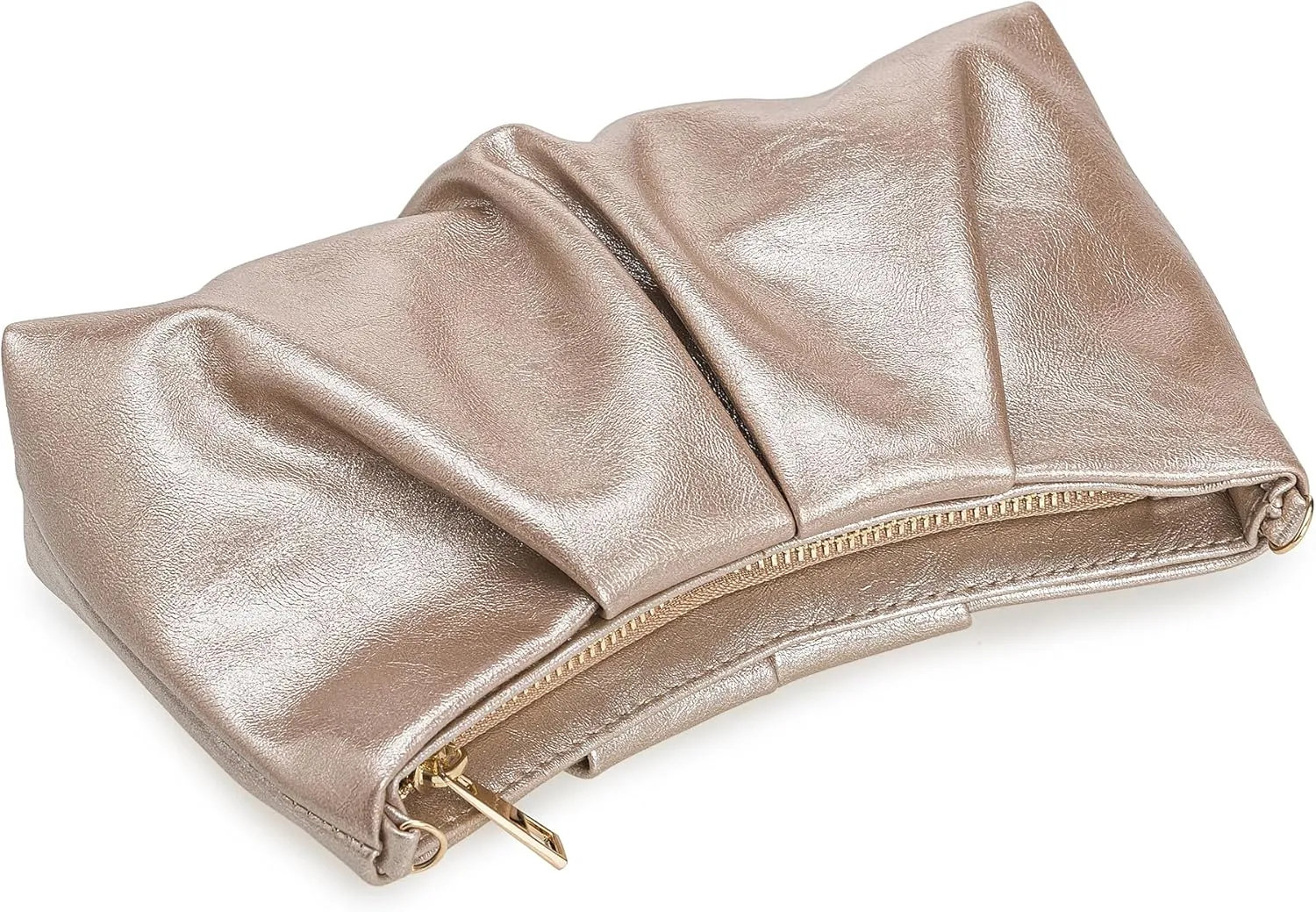 Pleated PU Clutch Evening Purse for Women Dressy Formal Faux Leather Shoulder Handbag