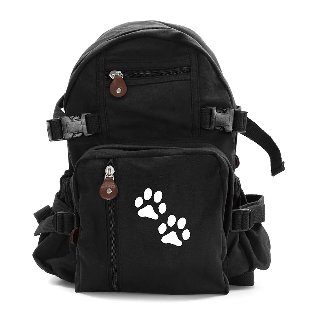 Puppy Dog Paws Print Canvas Kids Backpack Durable School Bag