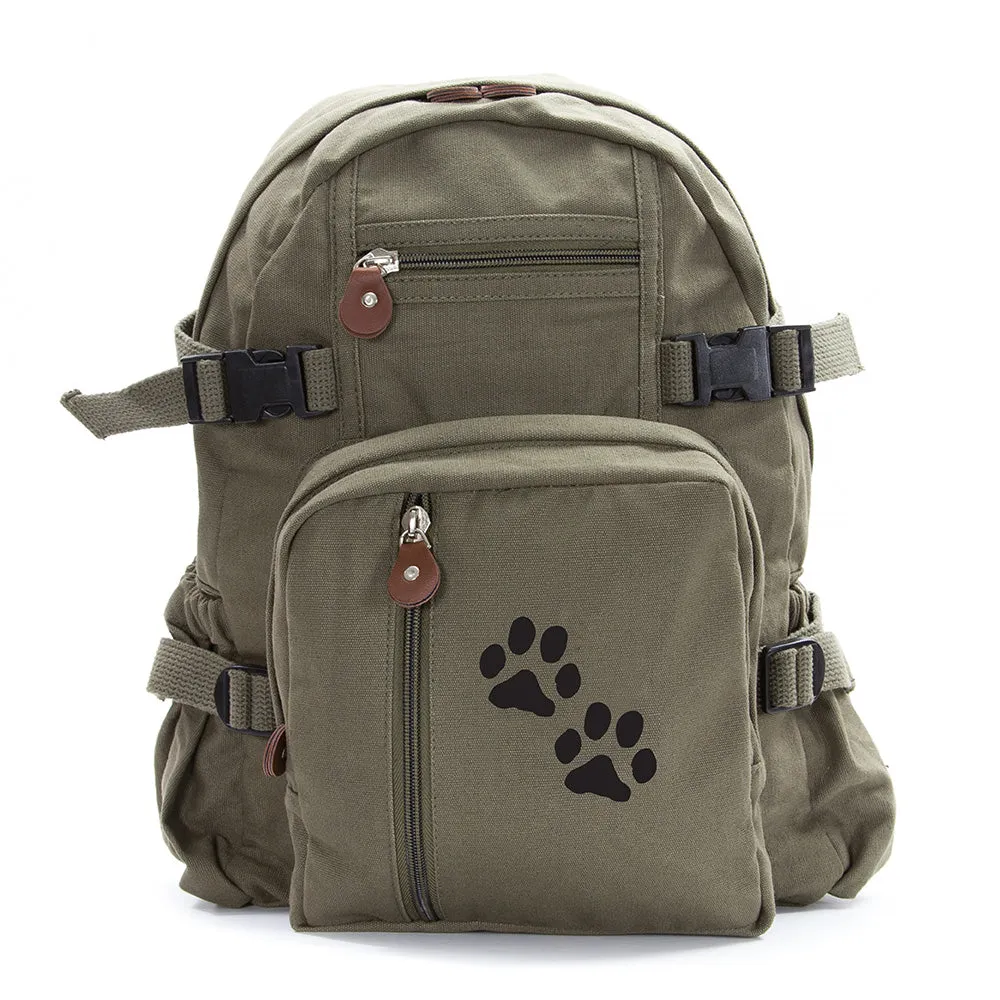 Puppy Dog Paws Print Canvas Kids Backpack Durable School Bag