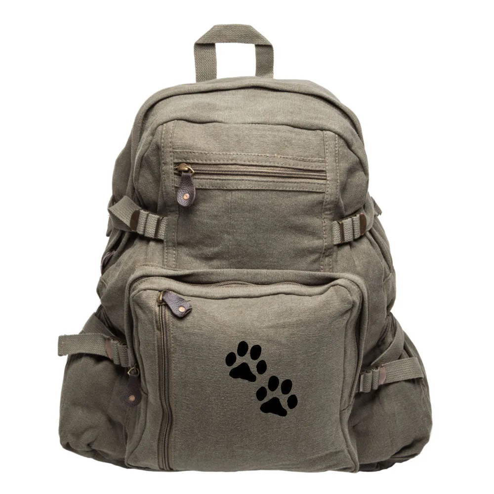Puppy Dog Paws Print Canvas Kids Backpack Durable School Bag