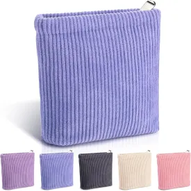 RUMIA Corduroy Mini Makeup Bag for Purse Solid Color Small Makeup Zipper Pouch Travel Cosmetic Bag Coin Purse Cute Preppy Waterproof Portable Toiletry Storage Pouch Bag for Girl Women (Sky Blue)