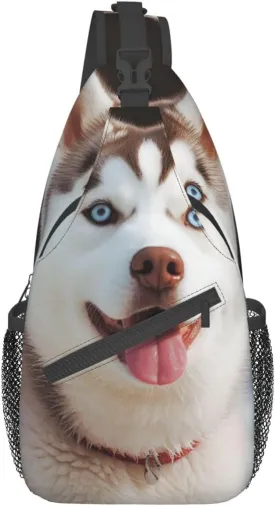 Sling Bag for Women Men Husky Piquant Dog Cross Chest Bag Diagonally Casual Fashion Travel Hiking Daypack