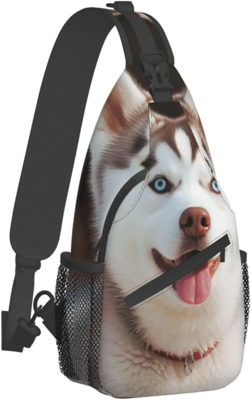 Sling Bag for Women Men Husky Piquant Dog Cross Chest Bag Diagonally Casual Fashion Travel Hiking Daypack