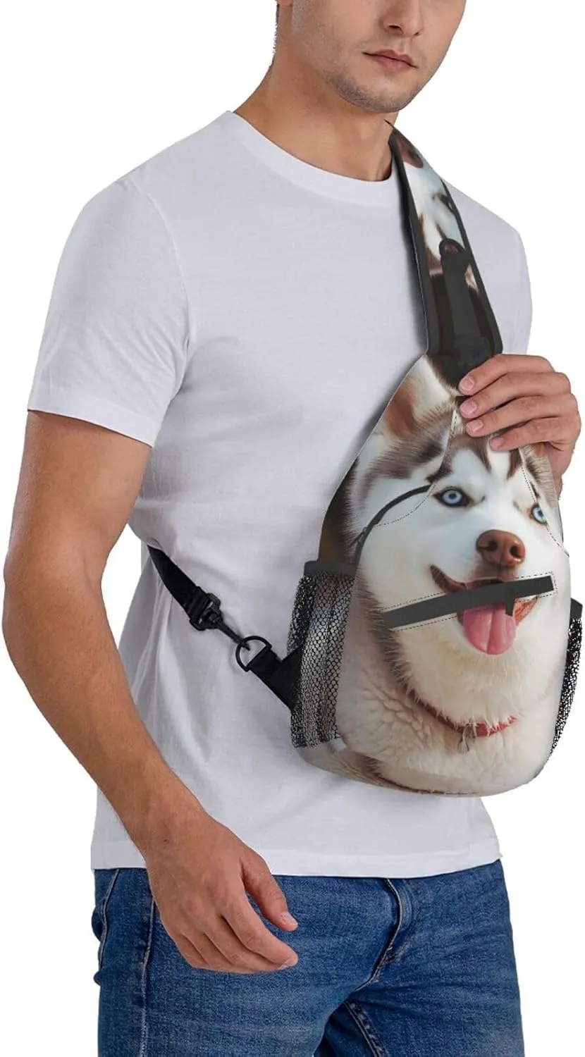 Sling Bag for Women Men Husky Piquant Dog Cross Chest Bag Diagonally Casual Fashion Travel Hiking Daypack