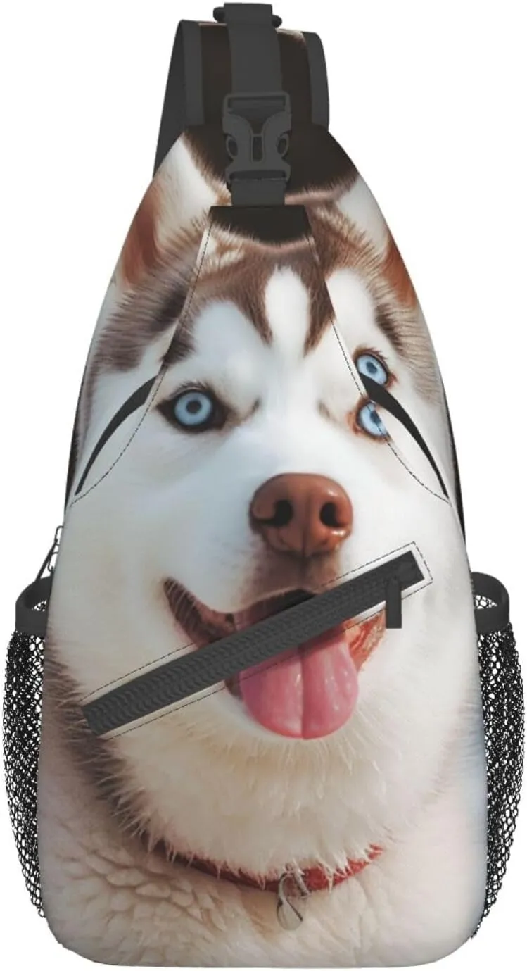Sling Bag for Women Men Husky Piquant Dog Cross Chest Bag Diagonally Casual Fashion Travel Hiking Daypack