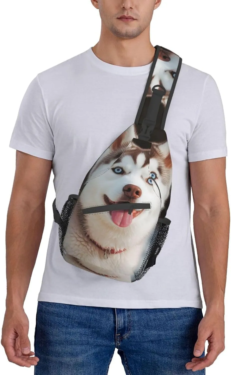 Sling Bag for Women Men Husky Piquant Dog Cross Chest Bag Diagonally Casual Fashion Travel Hiking Daypack