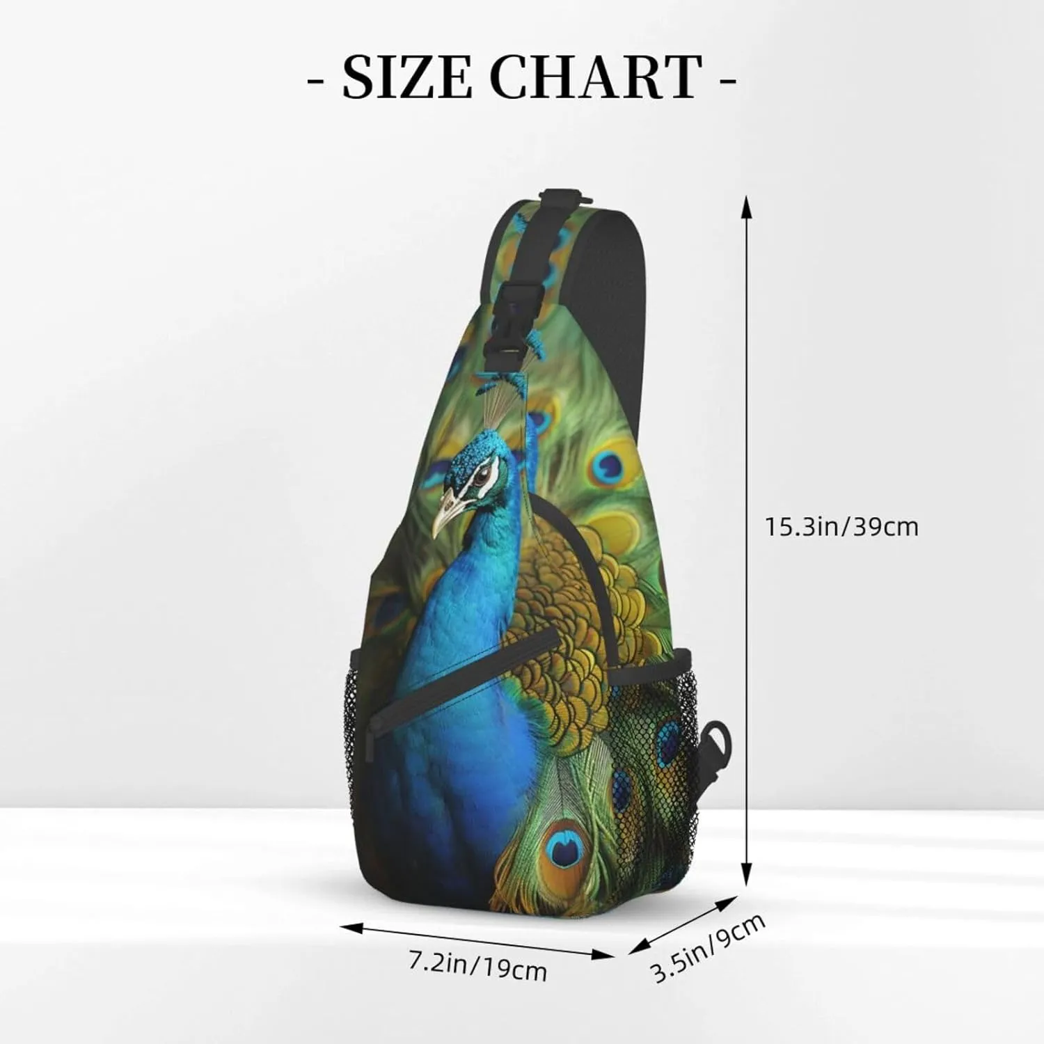 Sling Bag for Women Men Peacocks feather Cross Chest Bag Diagonally Casual Fashion Travel Hiking Daypack