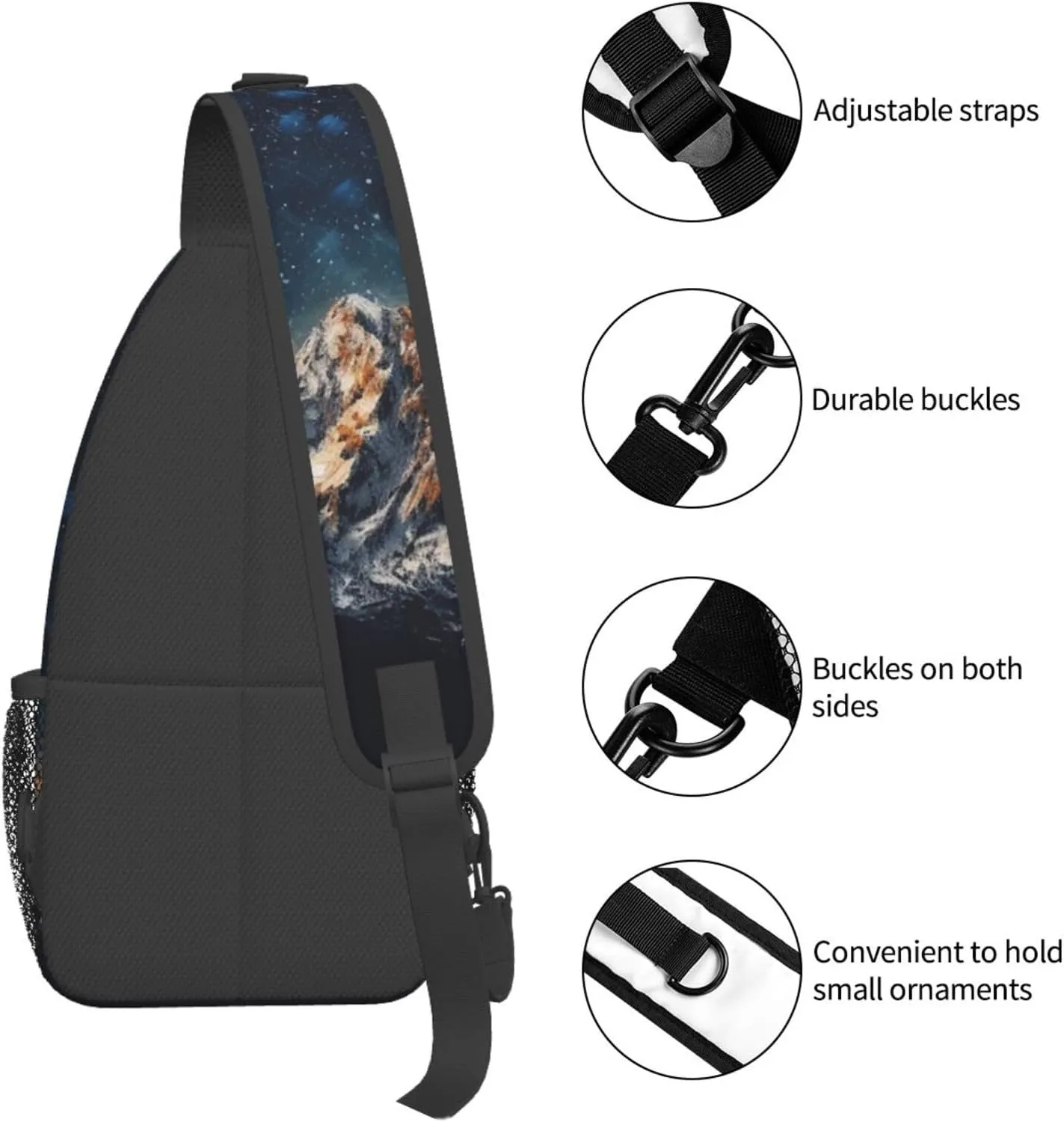 Sling Bag for Women Men Starry Night The Mountains Cross Chest Bag Diagonally Casual Fashion Travel Hiking Daypack