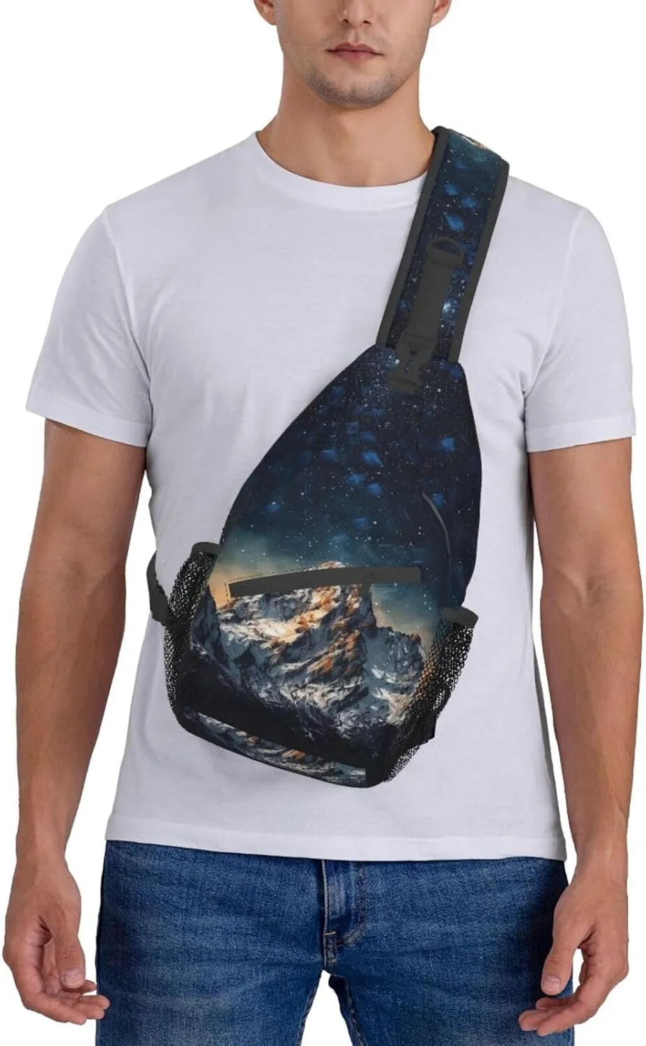Sling Bag for Women Men Starry Night The Mountains Cross Chest Bag Diagonally Casual Fashion Travel Hiking Daypack