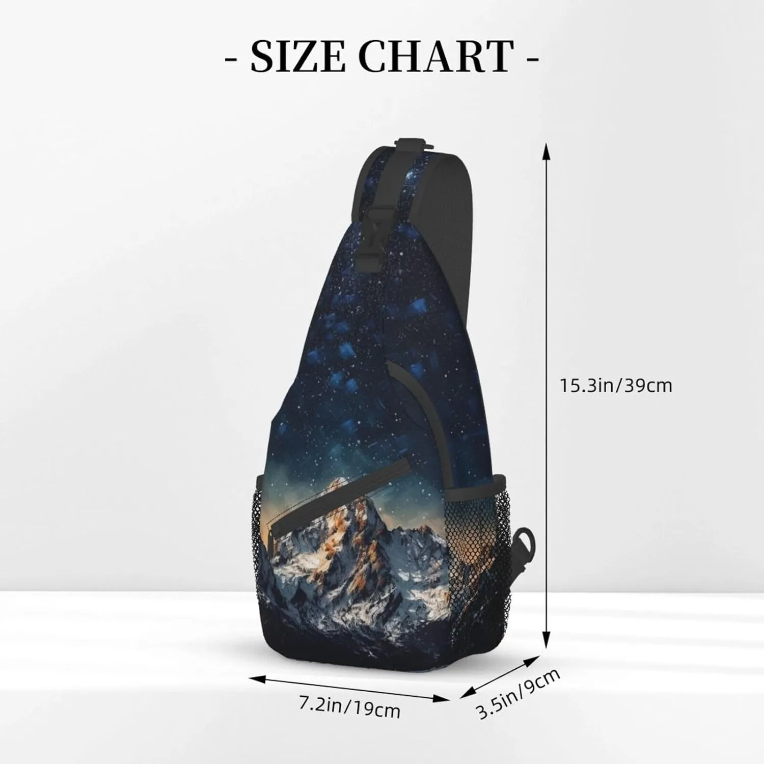 Sling Bag for Women Men Starry Night The Mountains Cross Chest Bag Diagonally Casual Fashion Travel Hiking Daypack