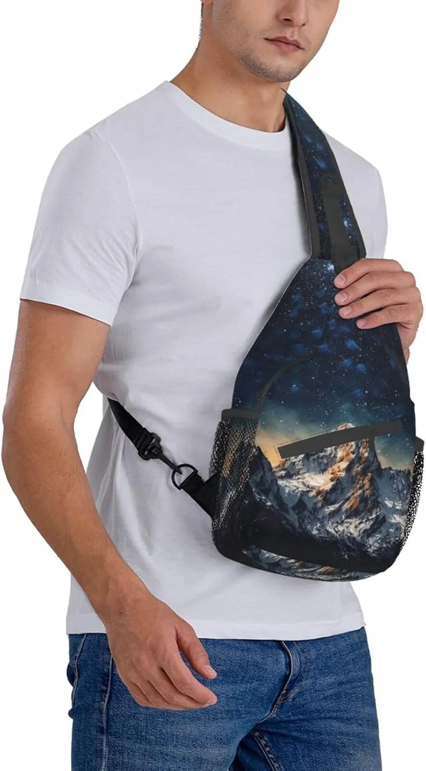 Sling Bag for Women Men Starry Night The Mountains Cross Chest Bag Diagonally Casual Fashion Travel Hiking Daypack