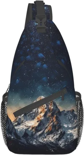 Sling Bag for Women Men Starry Night The Mountains Cross Chest Bag Diagonally Casual Fashion Travel Hiking Daypack