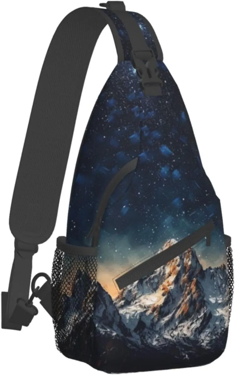 Sling Bag for Women Men Starry Night The Mountains Cross Chest Bag Diagonally Casual Fashion Travel Hiking Daypack