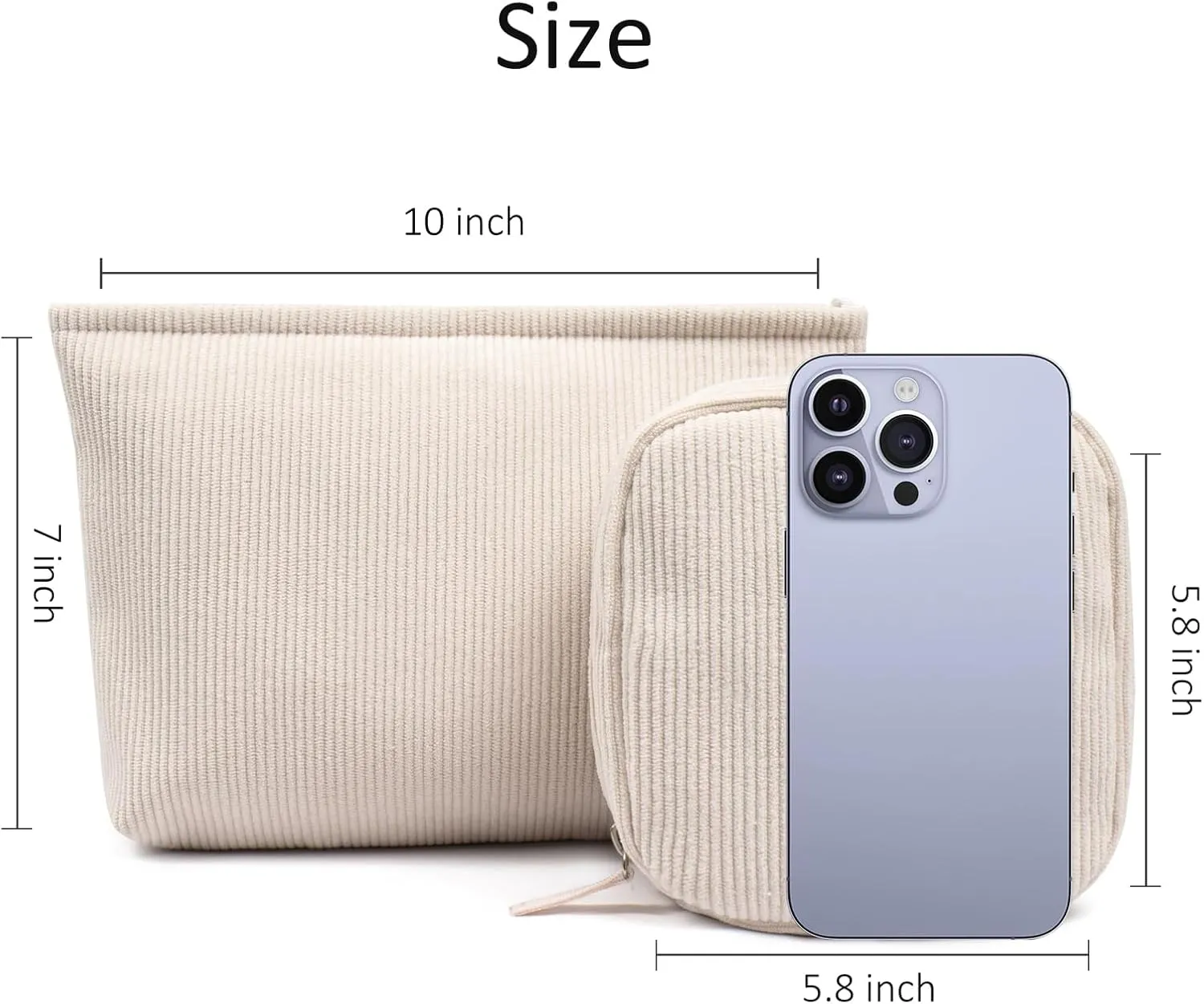 Small Makeup Bag for Women, Mini Makeup Pouch for Purse Large Corduroy Travel Cosmetic Bag Cute Toiletry Bag Travel Accessories Preppy Makeup Brushes Aesthetic Accessories Storage Bag
