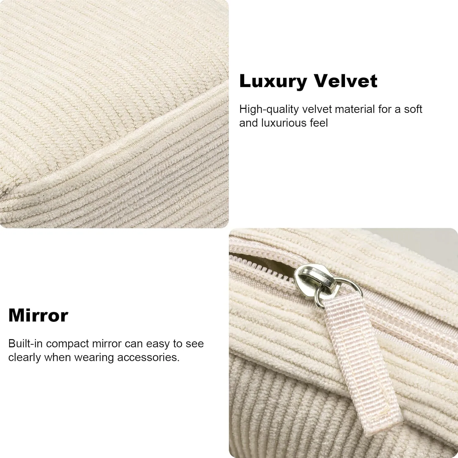 Small Makeup Bag for Women, Mini Makeup Pouch for Purse Large Corduroy Travel Cosmetic Bag Cute Toiletry Bag Travel Accessories Preppy Makeup Brushes Aesthetic Accessories Storage Bag
