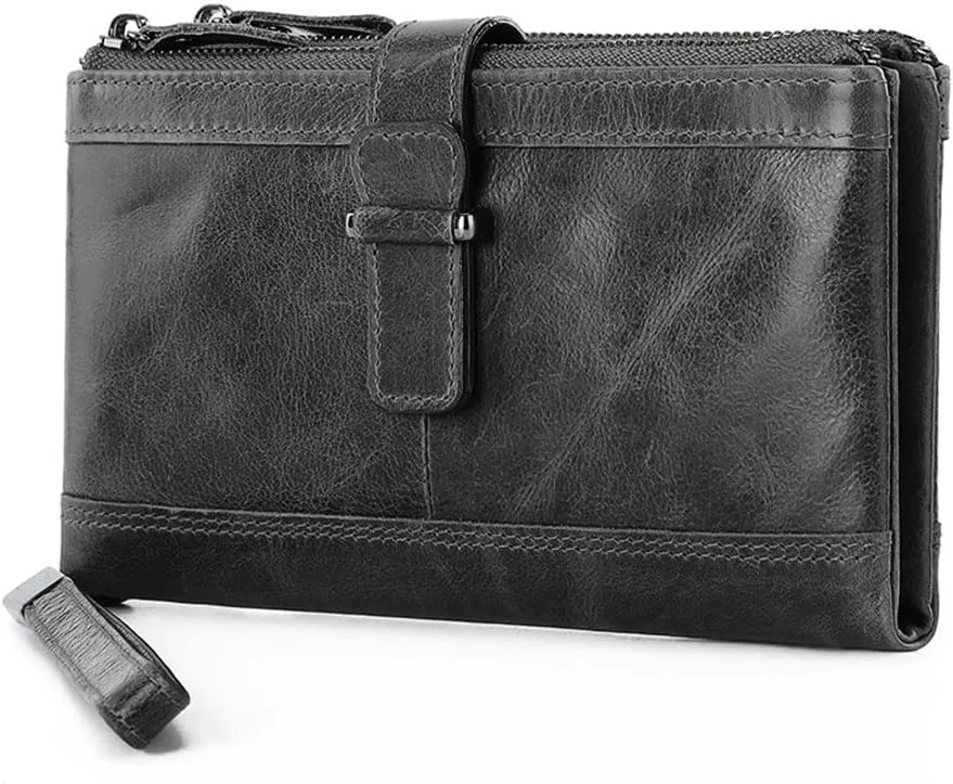 SUMGOGO Wallet for for Men Women Leather Bifold Large Long Clutch Handbag Wallets Wristlet RFID Blocking Card Holder Purse