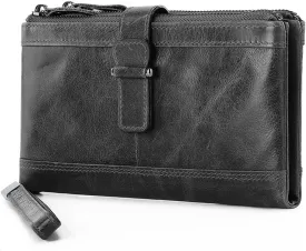 SUMGOGO Wallet for for Men Women Leather Bifold Large Long Clutch Handbag Wallets Wristlet RFID Blocking Card Holder Purse