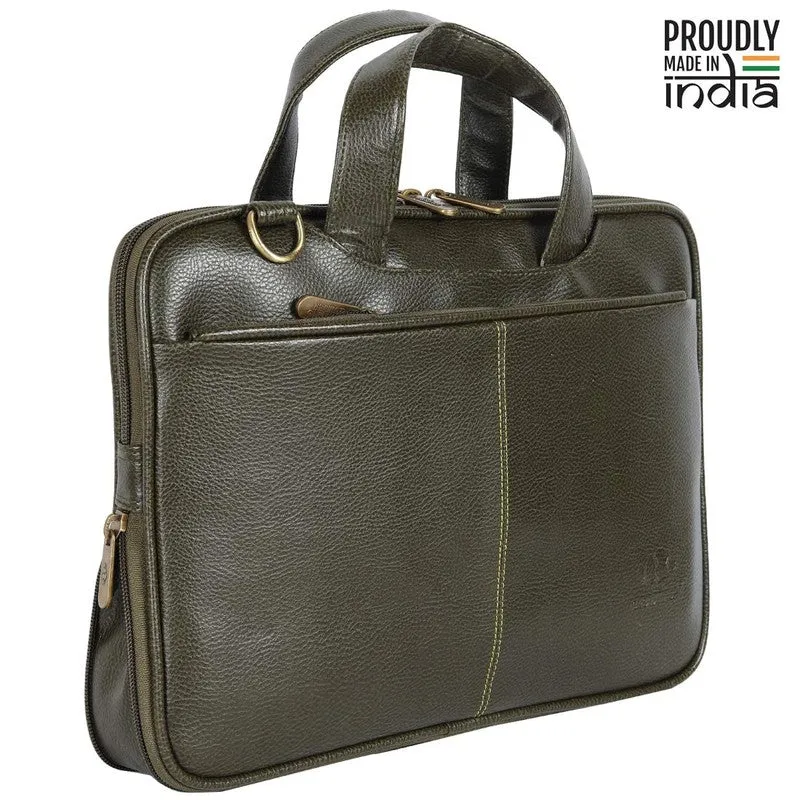 THE CLOWNFISH Eros Faux Leather Expandable 15.6 inch Laptop Messenger Bag Briefcase (Blue)