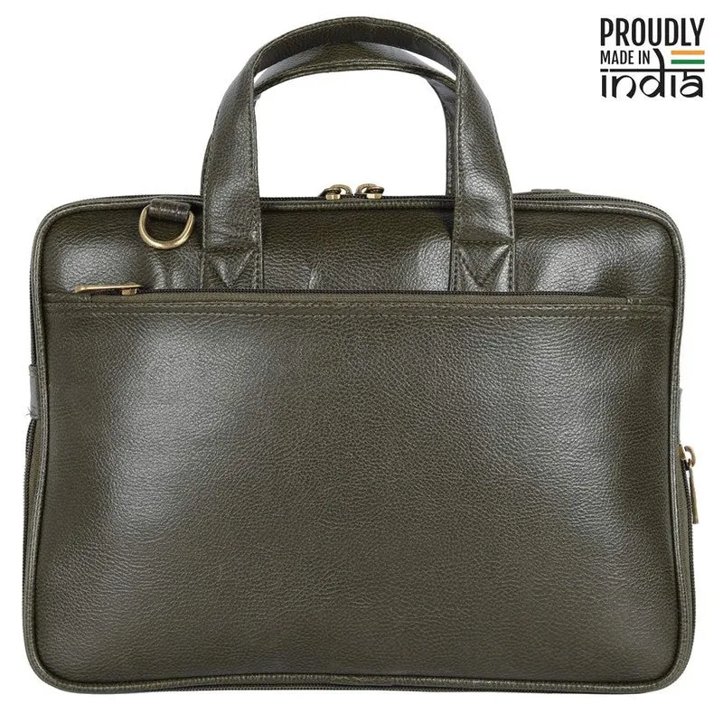 THE CLOWNFISH Eros Faux Leather Expandable 15.6 inch Laptop Messenger Bag Briefcase (Blue)