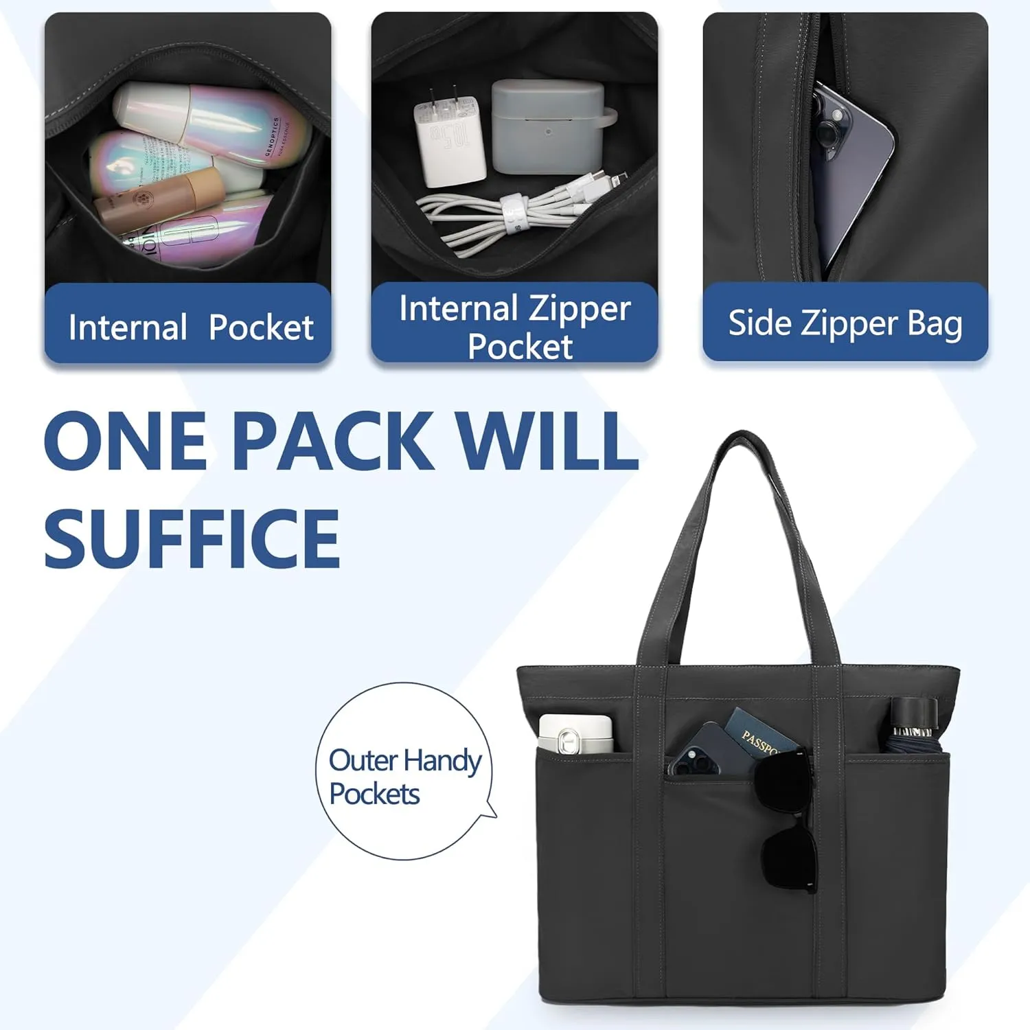 Tote Bag for Women,Large Handbag with Laptop Compartment, Shoulder Bag for Travel, Tote Bags for Work and Everyday