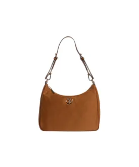 US POLO ASSN. WOMEN HOUSTON S HOBO WPIPING NYLON IN DARK BROWN