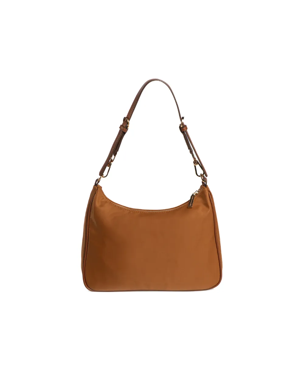 US POLO ASSN. WOMEN HOUSTON S HOBO WPIPING NYLON IN DARK BROWN