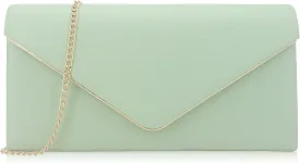 Vegan Leather Envelope Clutch Bag Classic Dressy Purse Foldover Evening Handbag