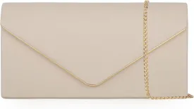 Vegan Leather Envelope Clutch Bag Classic Dressy Purse Foldover Evening Handbag