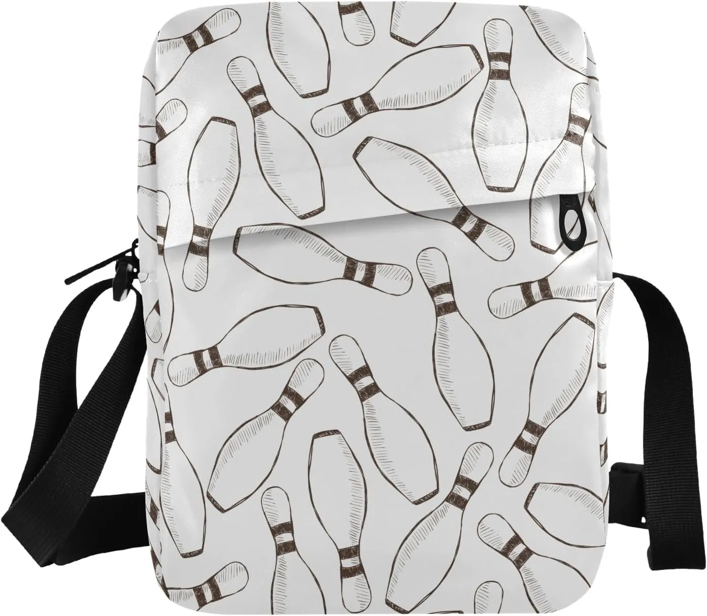 VIGTRO Small Messenger Bag Purse, Bowling Pins Sports Balls Mini Crossbody Bag with Adjustable Strap for Women Men, Small Shoulder Bag for Travel Outdoor Sports