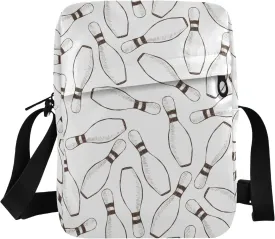 VIGTRO Small Messenger Bag Purse, Bowling Pins Sports Balls Mini Crossbody Bag with Adjustable Strap for Women Men, Small Shoulder Bag for Travel Outdoor Sports