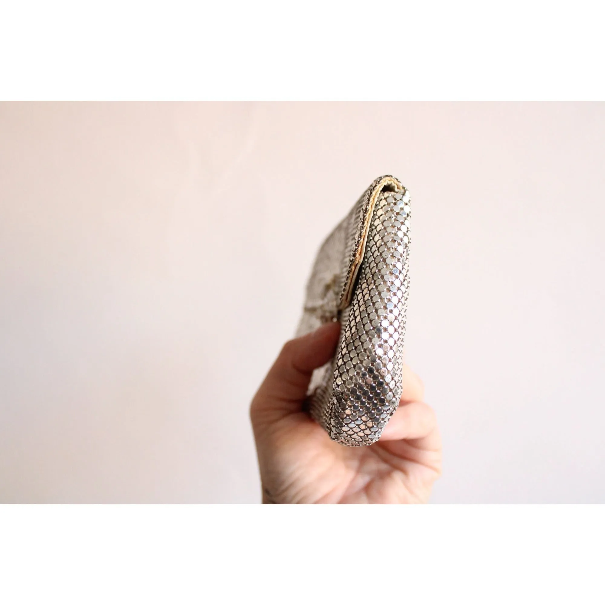 Vintage 1940s Whiting & Davis Silver Clutch Purse