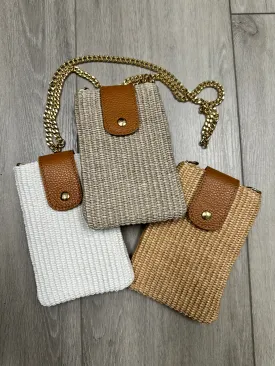 Woven Straw Cell Phone Bag